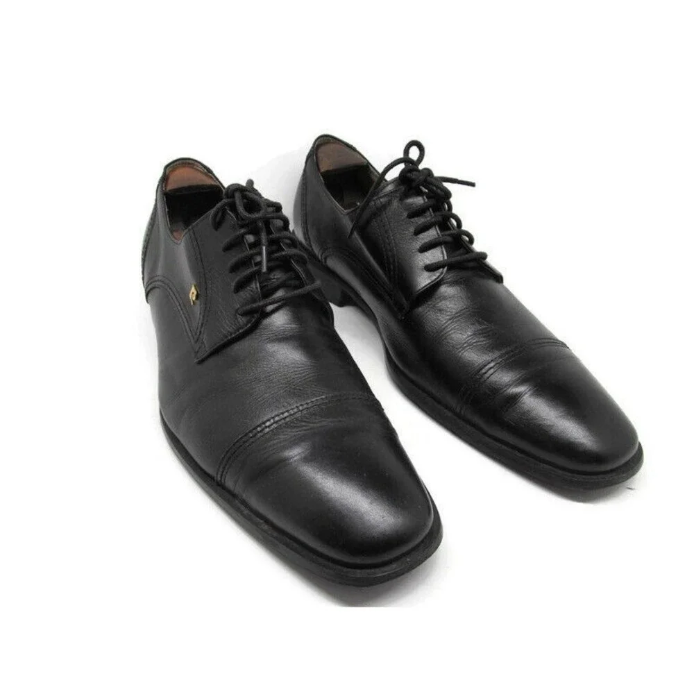 Pierre Cardin Paris Black Cap Toe Derby Shoes Mens Size US 10.5 M EUR 42